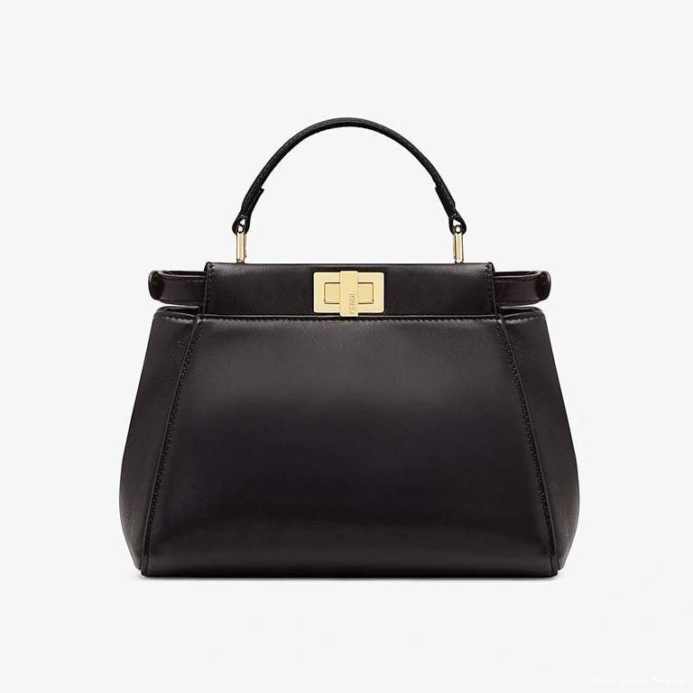 Affordable HOT Peekaboo Fendi Leather Mini Iconic In Handbag Nappa Black 0731